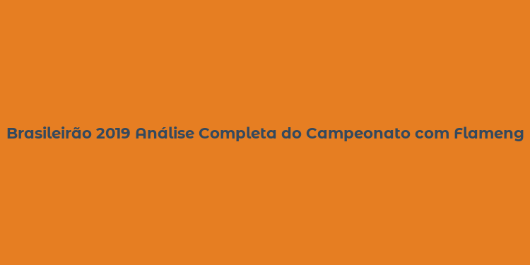 Brasileirão 2019 Análise Completa do Campeonato com Flamengo e Palmeiras