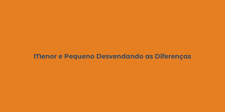 Menor e Pequeno Desvendando as Diferenças