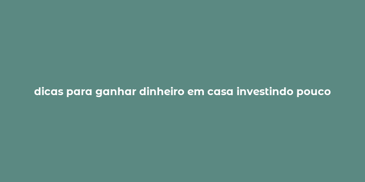 dicas para ganhar dinheiro em casa investindo pouco