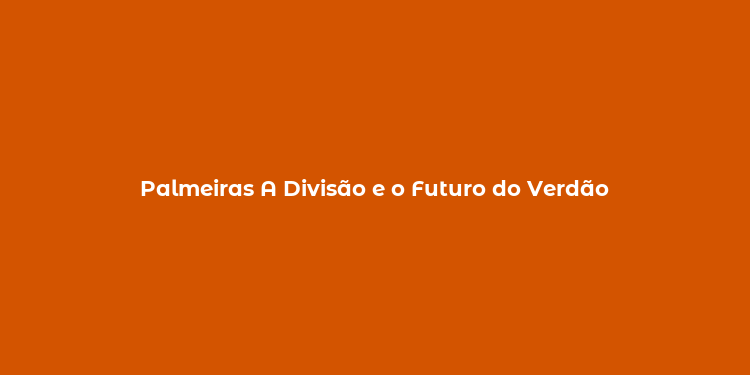 Palmeiras A Divisão e o Futuro do Verdão