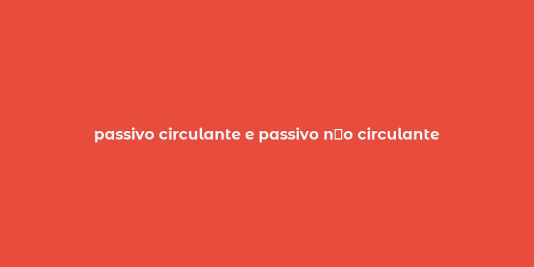 passivo circulante e passivo n？o circulante