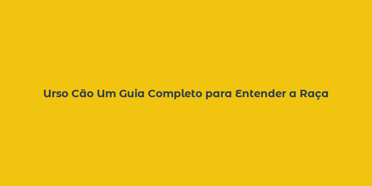 Urso Cão Um Guia Completo para Entender a Raça