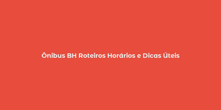 Ônibus BH Roteiros Horários e Dicas Úteis