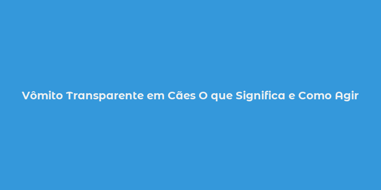 Vômito Transparente em Cães O que Significa e Como Agir