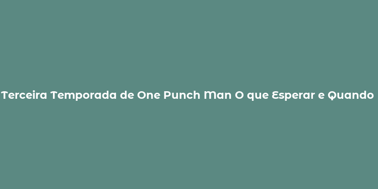 Terceira Temporada de One Punch Man O que Esperar e Quando Chega