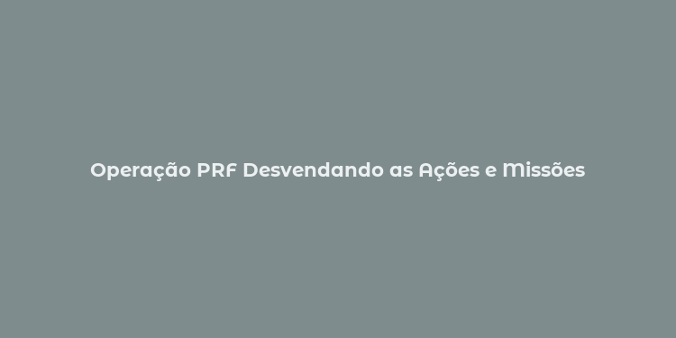 Operação PRF Desvendando as Ações e Missões