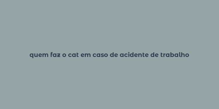 quem faz o cat em caso de acidente de trabalho