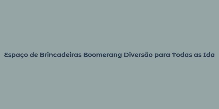 Espaço de Brincadeiras Boomerang Diversão para Todas as Idades