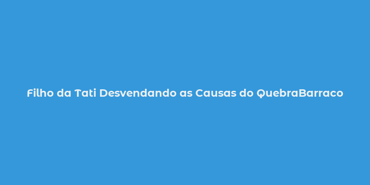 Filho da Tati Desvendando as Causas do QuebraBarraco