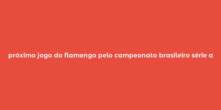 próximo jogo do flamengo pelo campeonato brasileiro série a