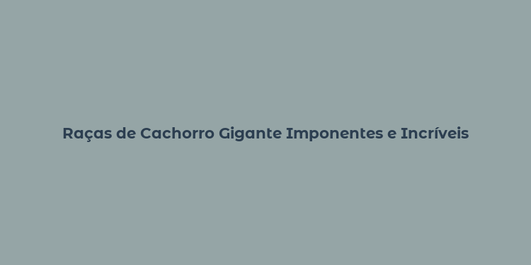 Raças de Cachorro Gigante Imponentes e Incríveis