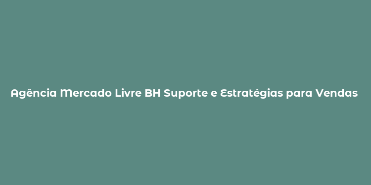 Agência Mercado Livre BH Suporte e Estratégias para Vendas Online