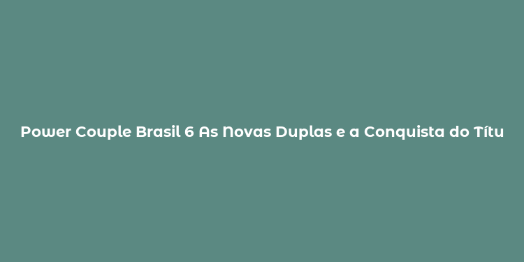 Power Couple Brasil 6 As Novas Duplas e a Conquista do Título