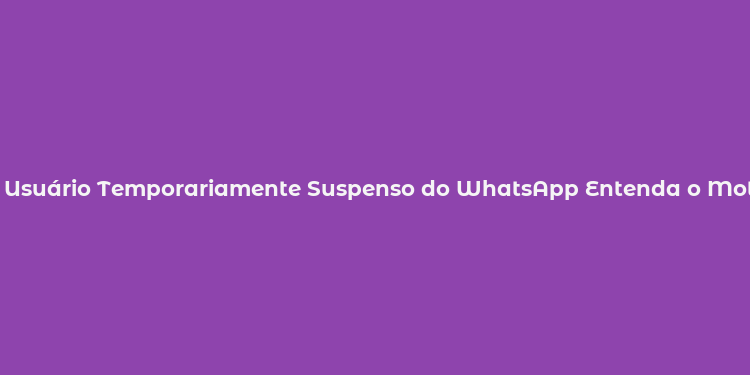 Usuário Temporariamente Suspenso do WhatsApp Entenda o Motivo