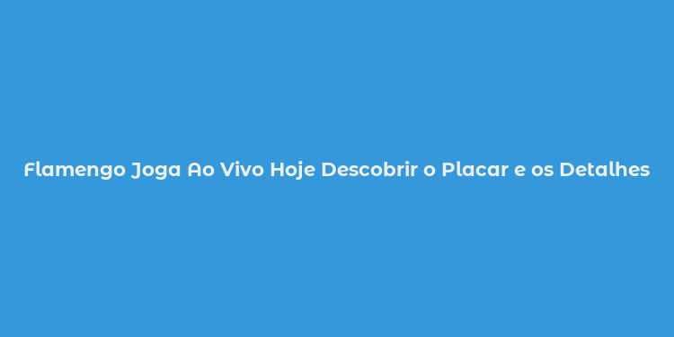 Flamengo Joga Ao Vivo Hoje Descobrir o Placar e os Detalhes