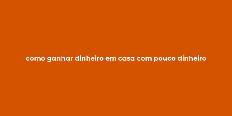 como ganhar dinheiro em casa com pouco dinheiro