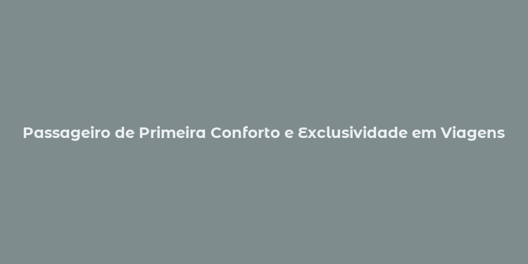 Passageiro de Primeira Conforto e Exclusividade em Viagens