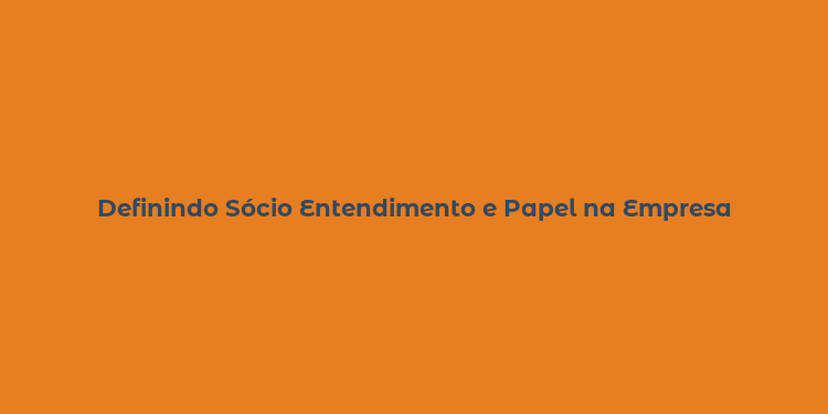 Definindo Sócio Entendimento e Papel na Empresa