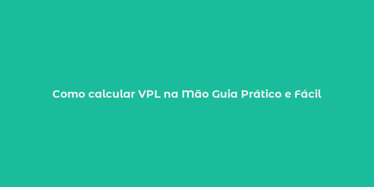 Como calcular VPL na Mão Guia Prático e Fácil