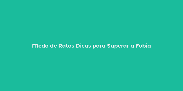 Medo de Ratos Dicas para Superar a Fobia