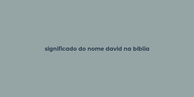 significado do nome david na bíblia