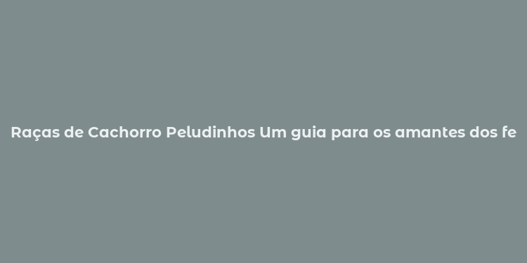 Raças de Cachorro Peludinhos Um guia para os amantes dos felpudos