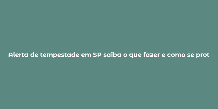 Alerta de tempestade em SP saiba o que fazer e como se proteger