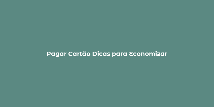 Pagar Cartão Dicas para Economizar