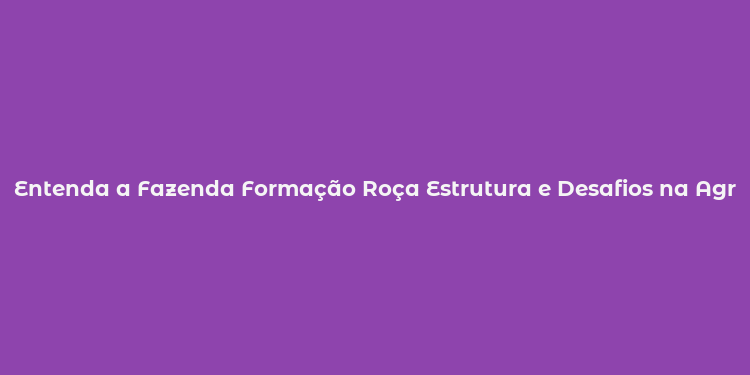 Entenda a Fazenda Formação Roça Estrutura e Desafios na Agricultura