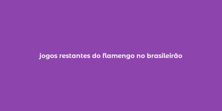 jogos restantes do flamengo no brasileirão