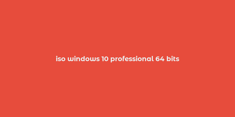 iso windows 10 professional 64 bits