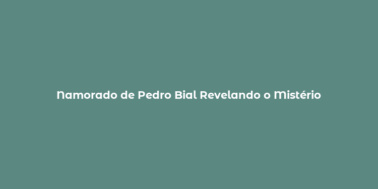 Namorado de Pedro Bial Revelando o Mistério