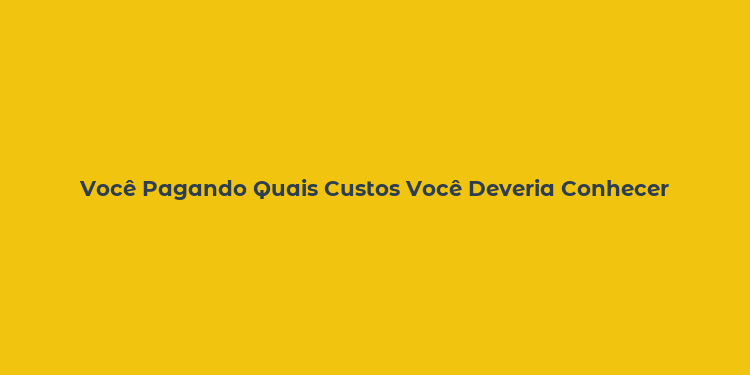 Você Pagando Quais Custos Você Deveria Conhecer