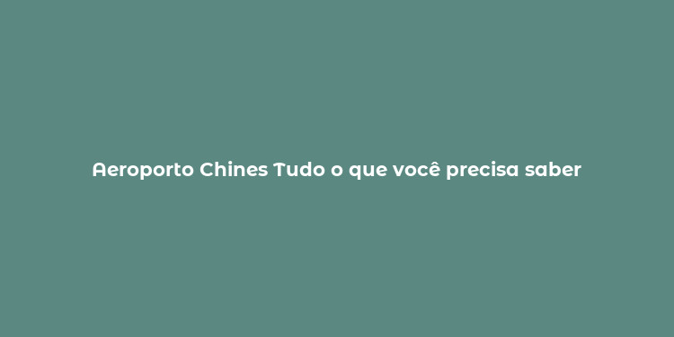 Aeroporto Chines Tudo o que você precisa saber