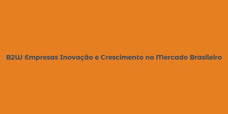 B2W Empresas Inovação e Crescimento no Mercado Brasileiro