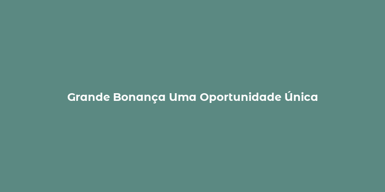 Grande Bonança Uma Oportunidade Única