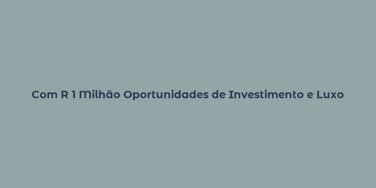 Com R 1 Milhão Oportunidades de Investimento e Luxo