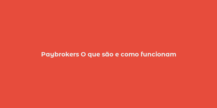 Paybrokers O que são e como funcionam