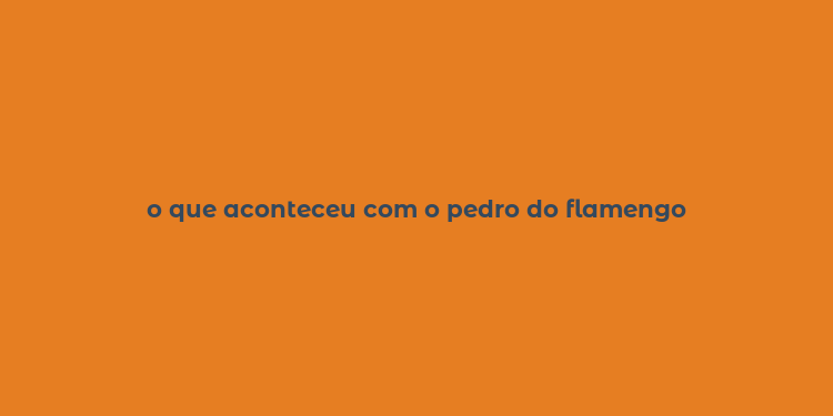 o que aconteceu com o pedro do flamengo