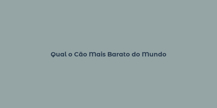 Qual o Cão Mais Barato do Mundo