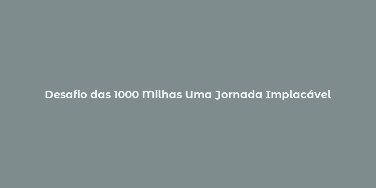 Desafio das 1000 Milhas Uma Jornada Implacável