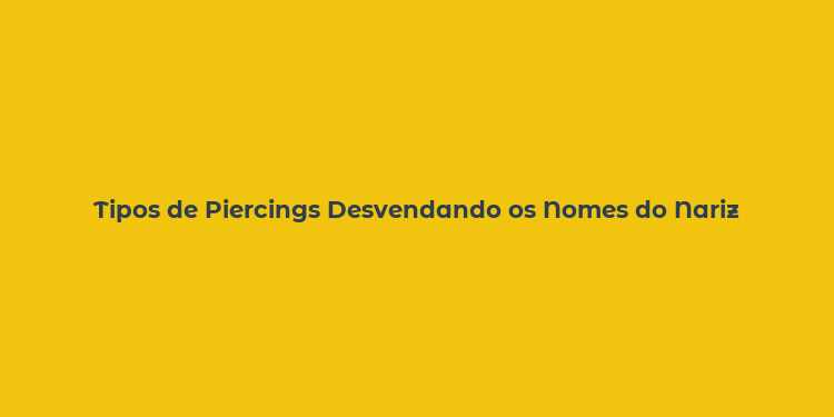 Tipos de Piercings Desvendando os Nomes do Nariz