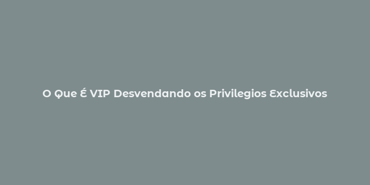 O Que É VIP Desvendando os Privilegios Exclusivos