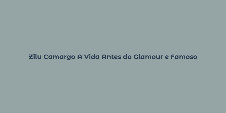 Zilu Camargo A Vida Antes do Glamour e Famoso