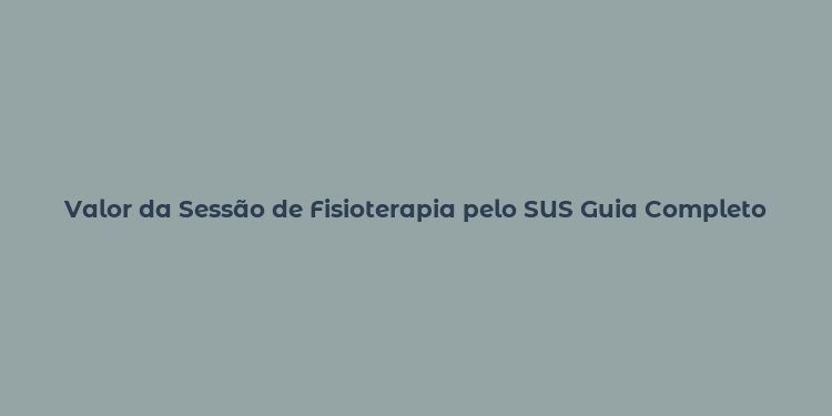 Valor da Sessão de Fisioterapia pelo SUS Guia Completo